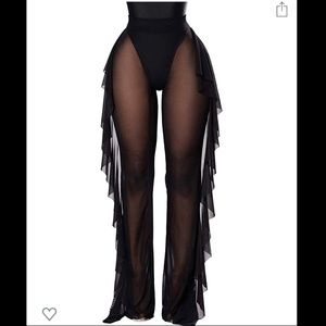 Sheer ruffle swim cover up pants